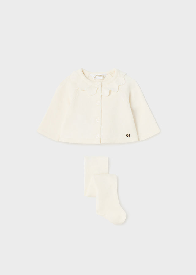Cardigan lungo tricot con calzamaglia neonata ECOFRIENDS 2394