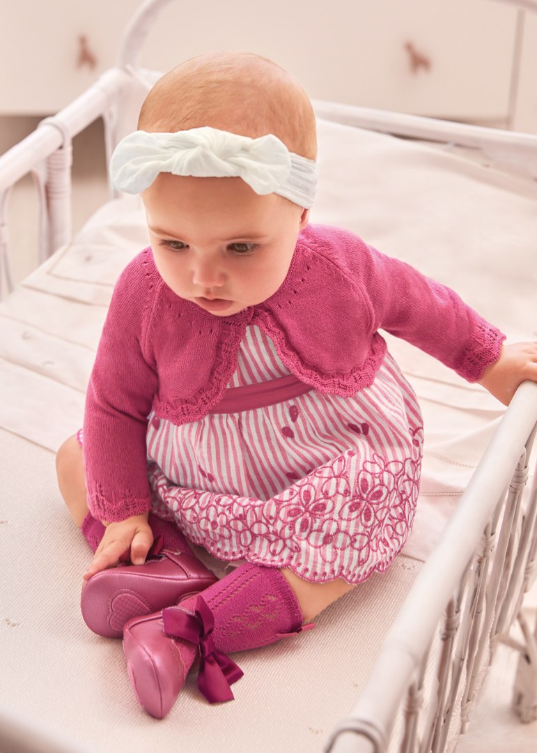 Cardigan tricot cotone sostenibile neonata 318 TULIPANO