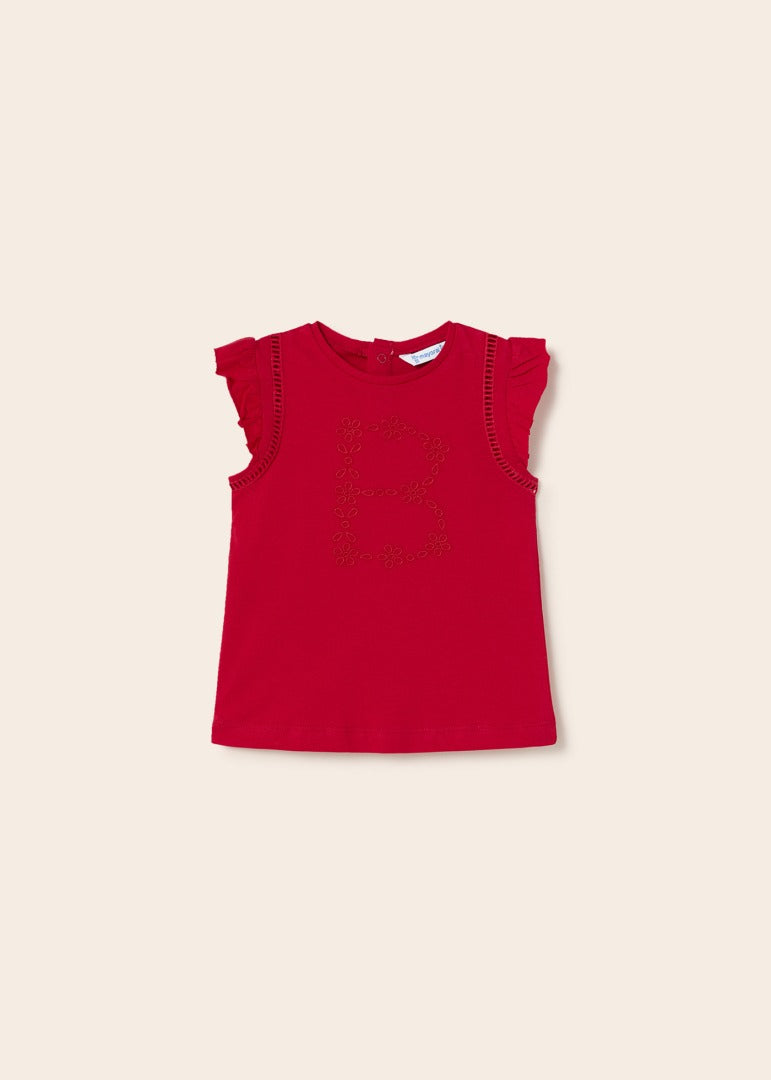 Maglietta con motivo ricamato cotone sostenibile neonata 1012