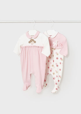 Set 2 pigiami con colletto in cotone sostenibile neonata 1736