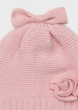Set cappello e sciarpa fiori neonata 10105 Rosa